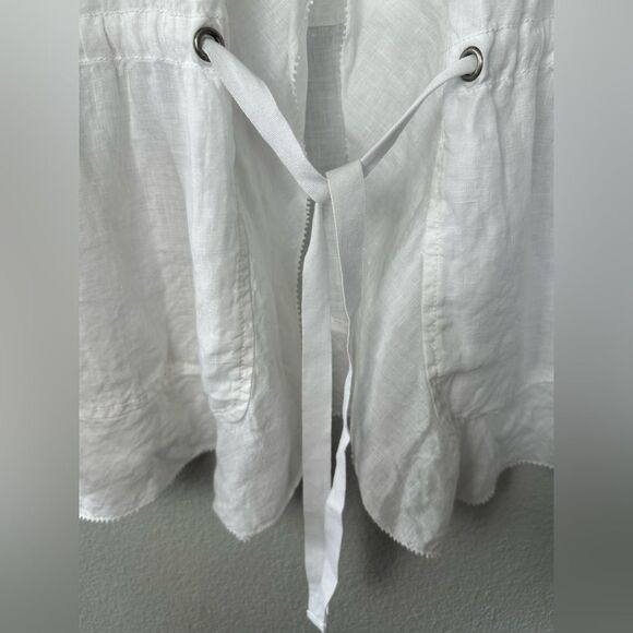 Eileen Fisher White Irish Linen Tie Front Jacket Blazer Top Size S - Picture 4 of 12